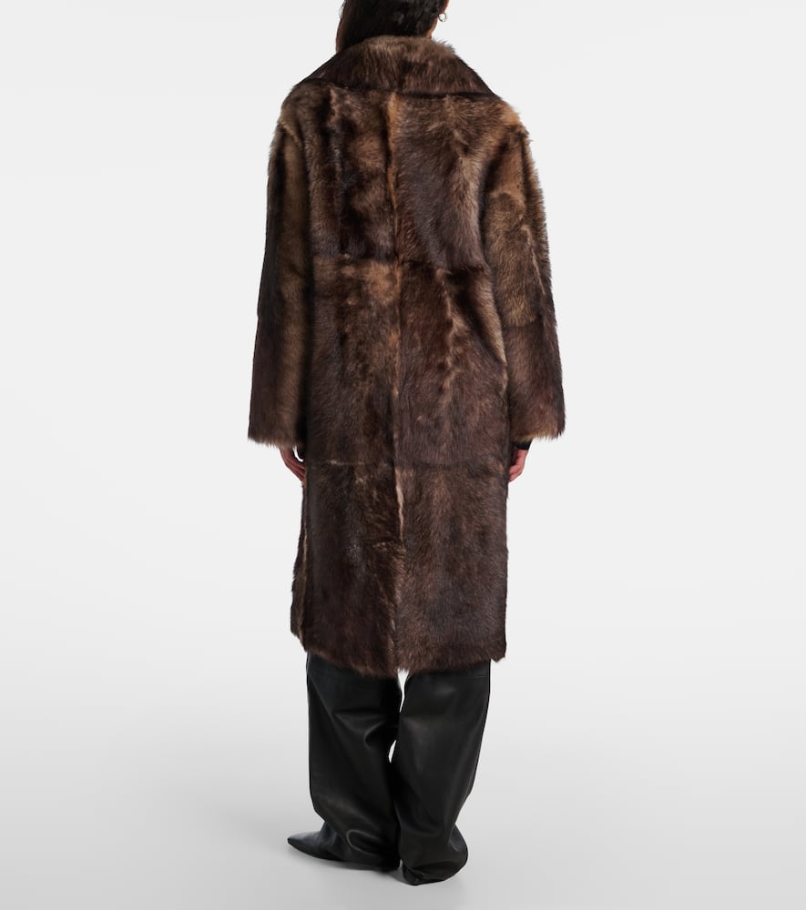 Yves Salomon Shearling Coat In Brown