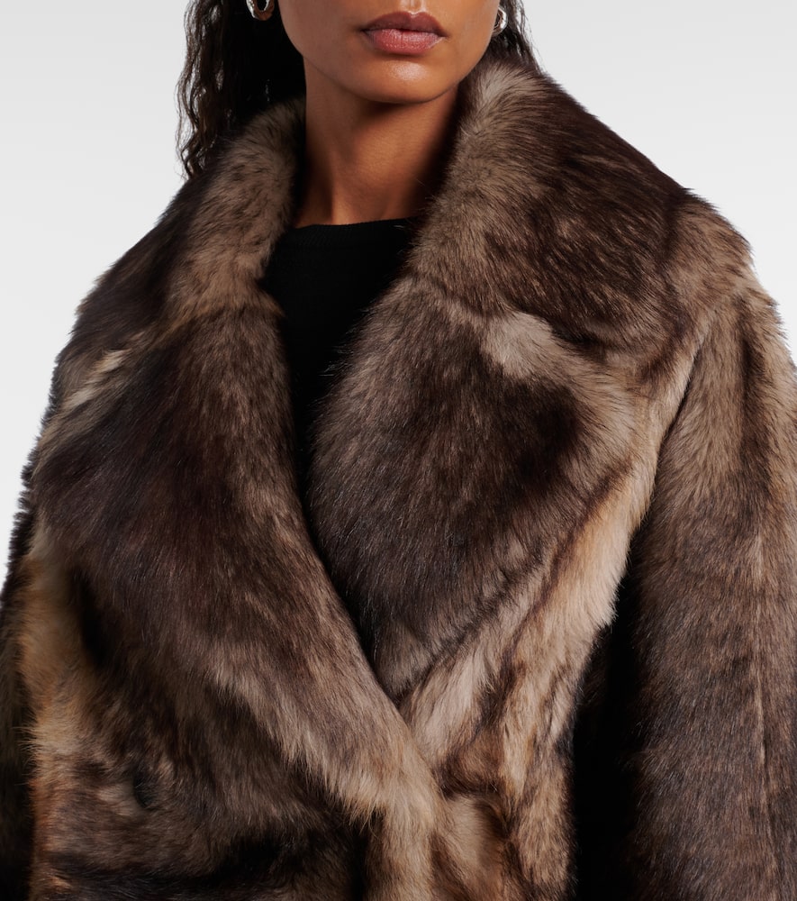 Yves Salomon Shearling Coat In Brown