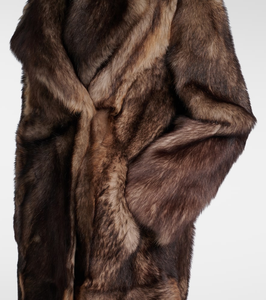 Yves Salomon Shearling Coat In Brown