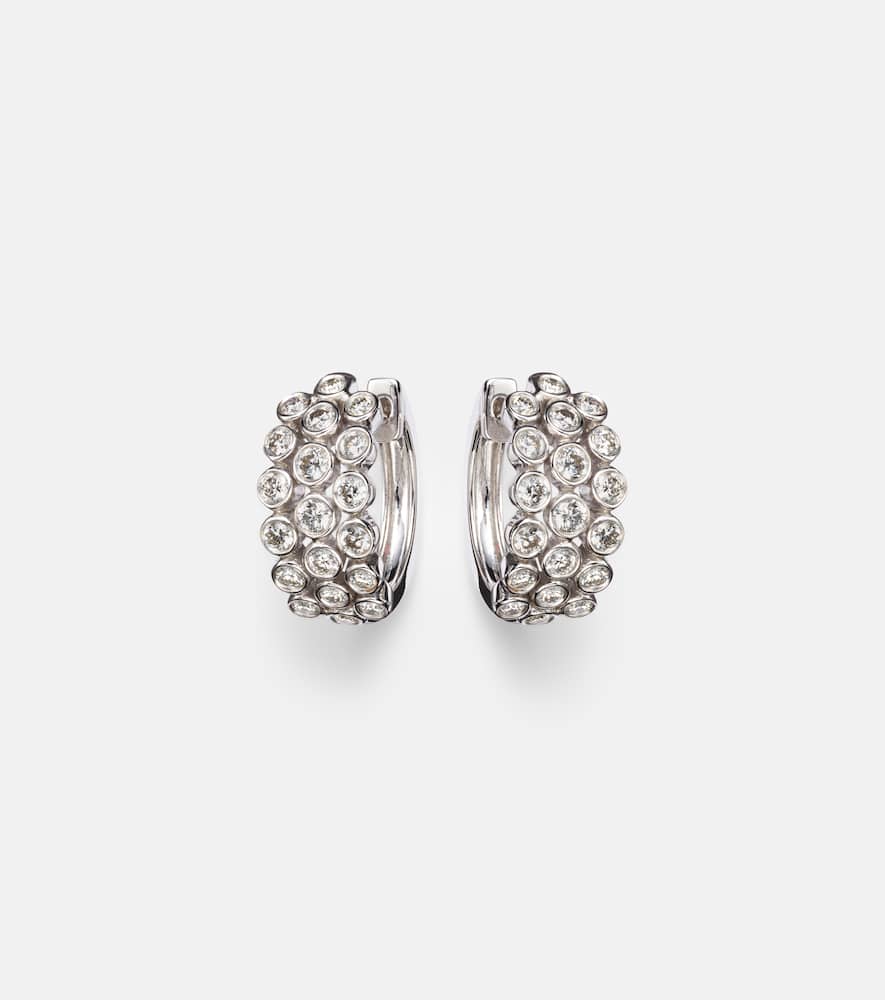 Anita Ko Three Row 18kt White Gold Huggie Earrings With Diamonds In Neutral