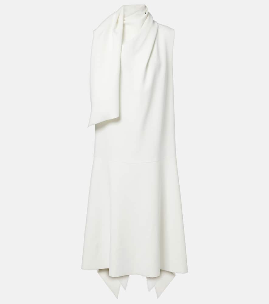 Khaite Loell Scarf-detail Asymmetric Midi Dress In White