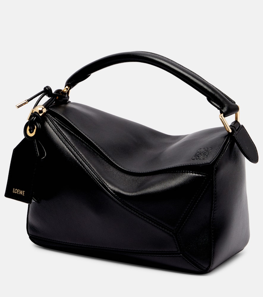 Loewe Puzzle Small Leather Tote Bag In Black