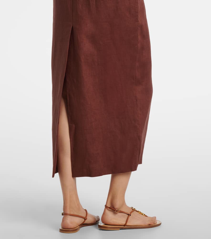 Posse Sabine Linen Maxi Dress In Brown