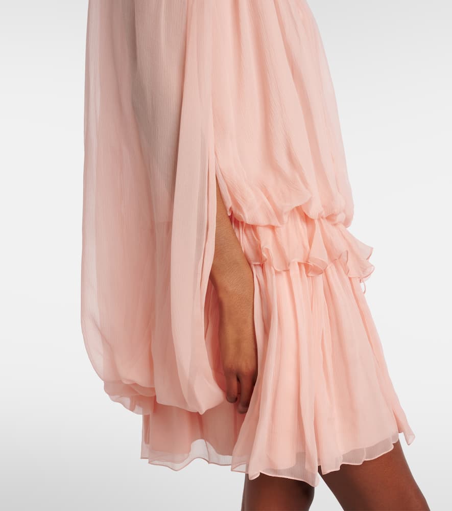 Chloé Tiered Organic Silk Mousseline Mini Dress In Pink