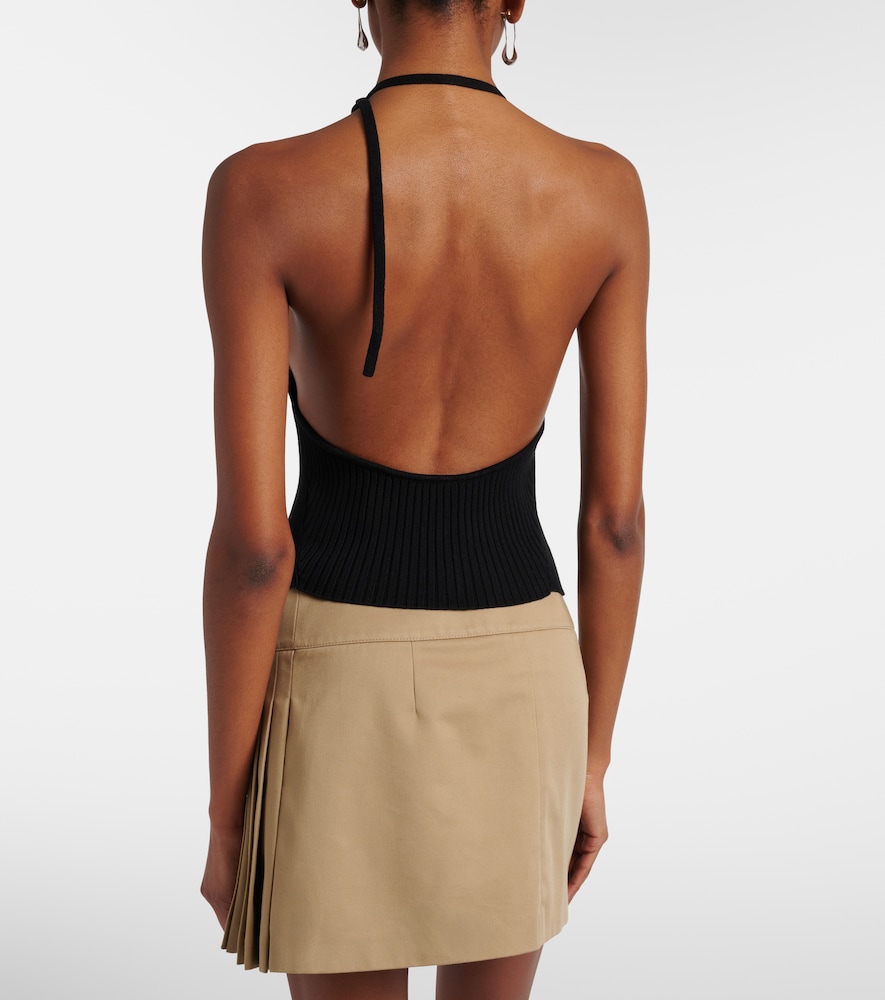Courrèges Pointy Ribbed-Knit Halterneck Top