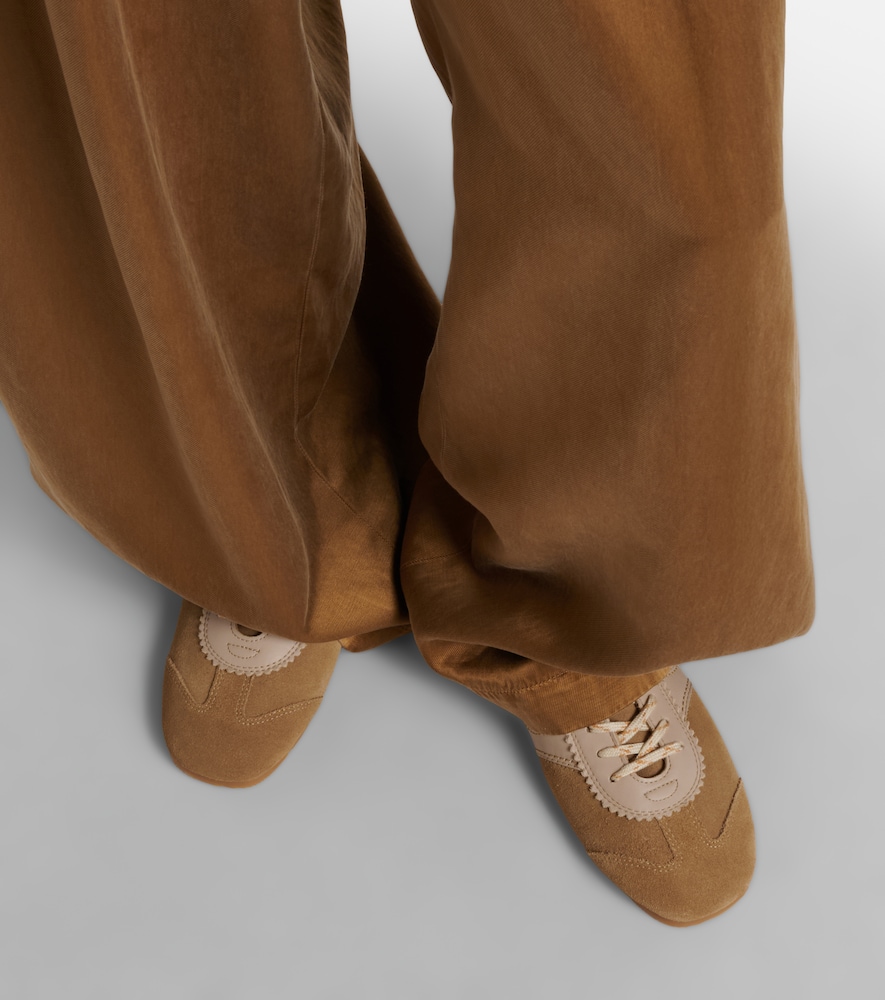 Leather-Trimmed Suede Sneakers