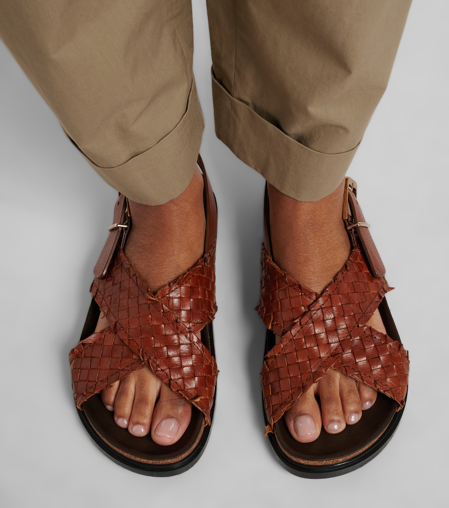 The Row Buckle woven leather sandals