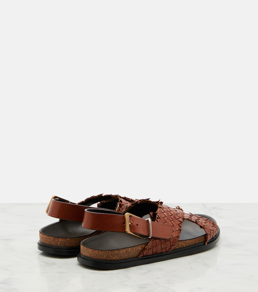  The Row The Row Buckle Woven Leather Sandals 