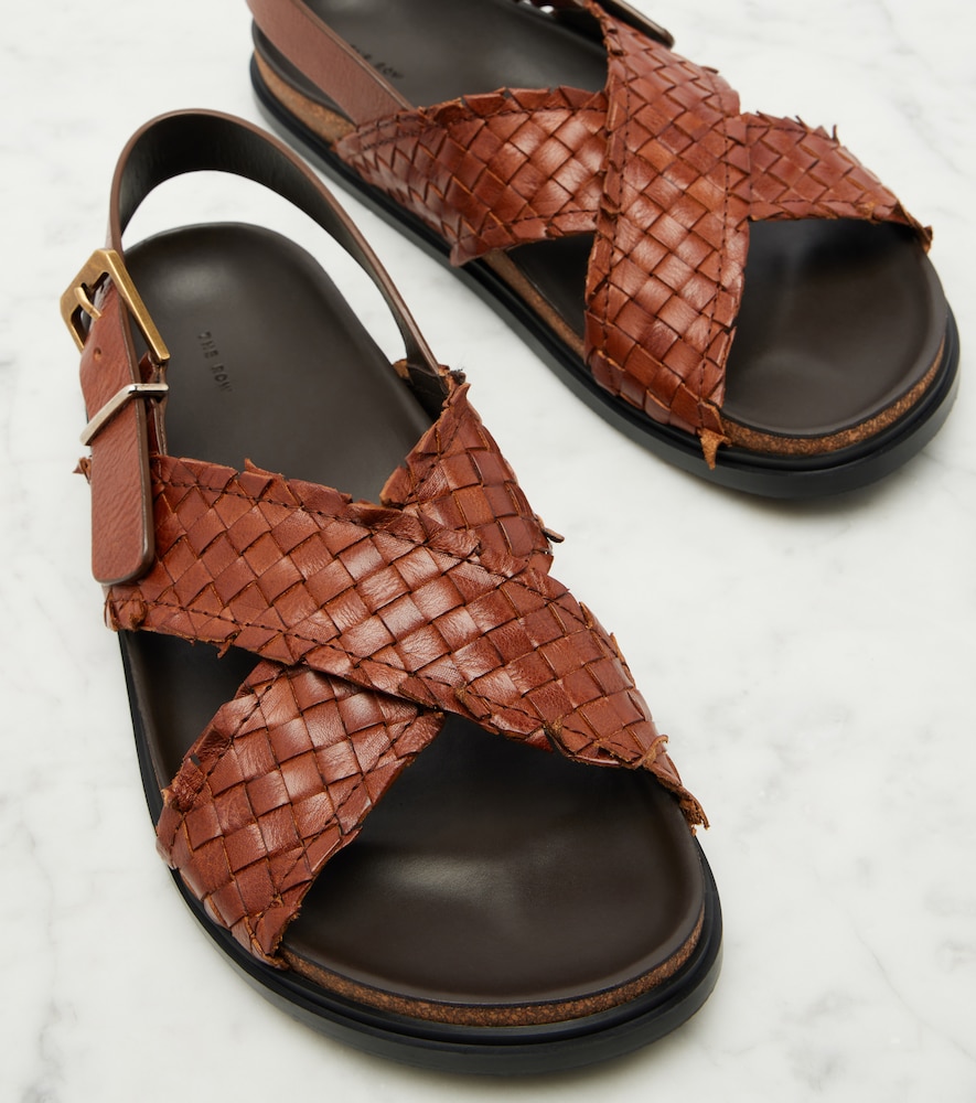  The Row The Row Buckle Woven Leather Sandals 