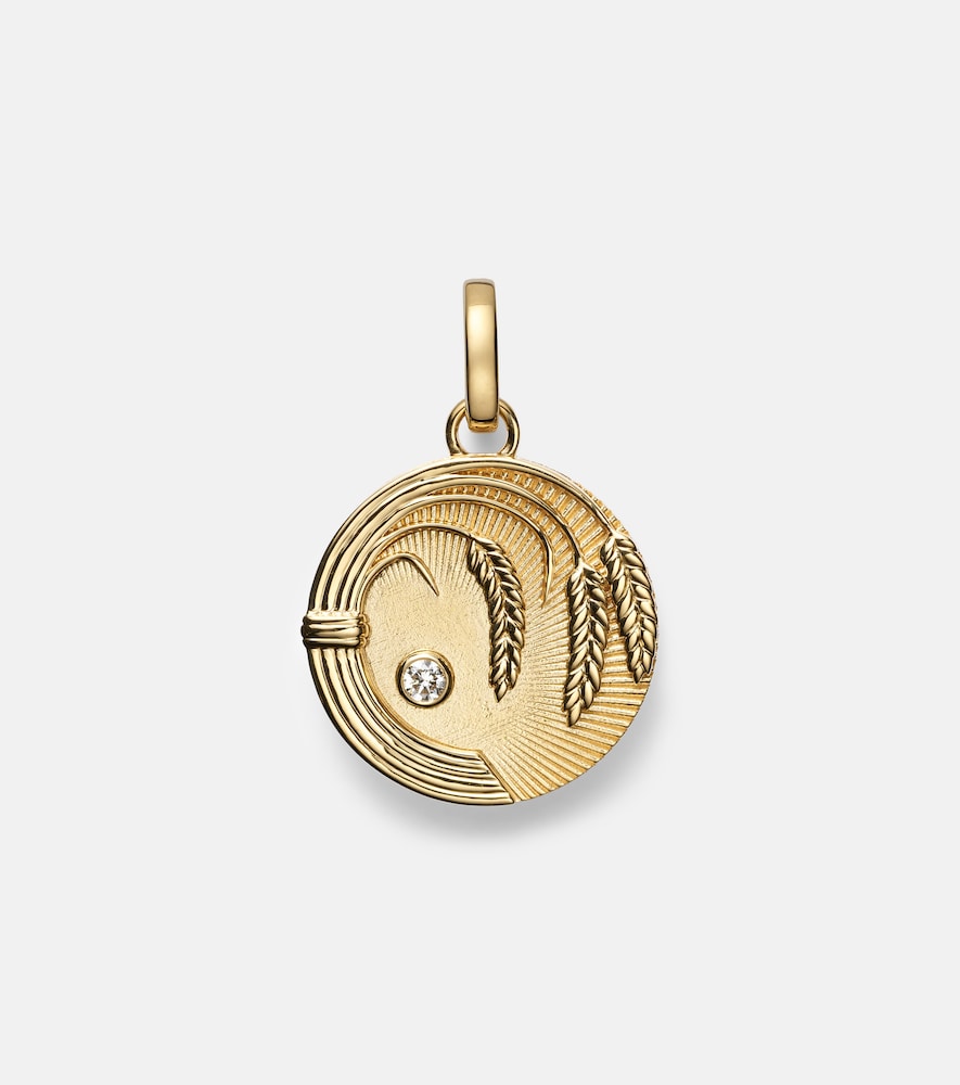 Foundrae Infinite Gratitude Braided Wheat Medium 18kt Gold Pendant With Diamond