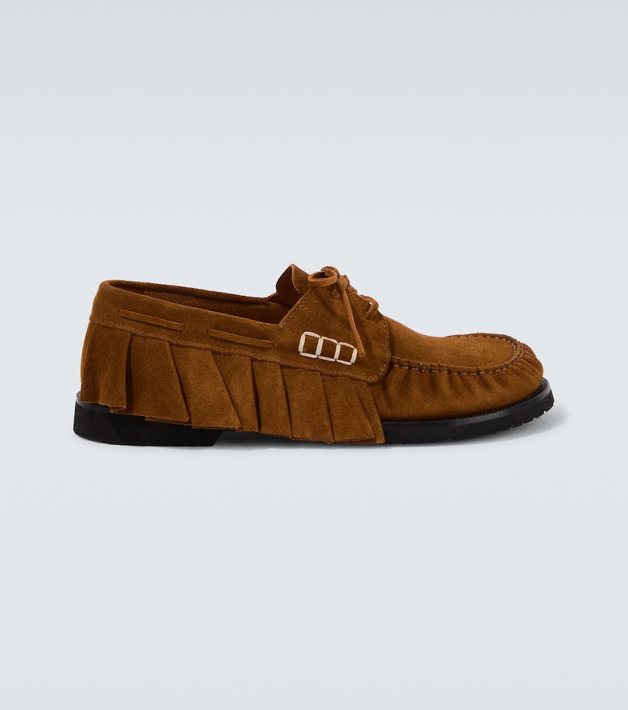 JW Anderson Ruffled suede boat shoes