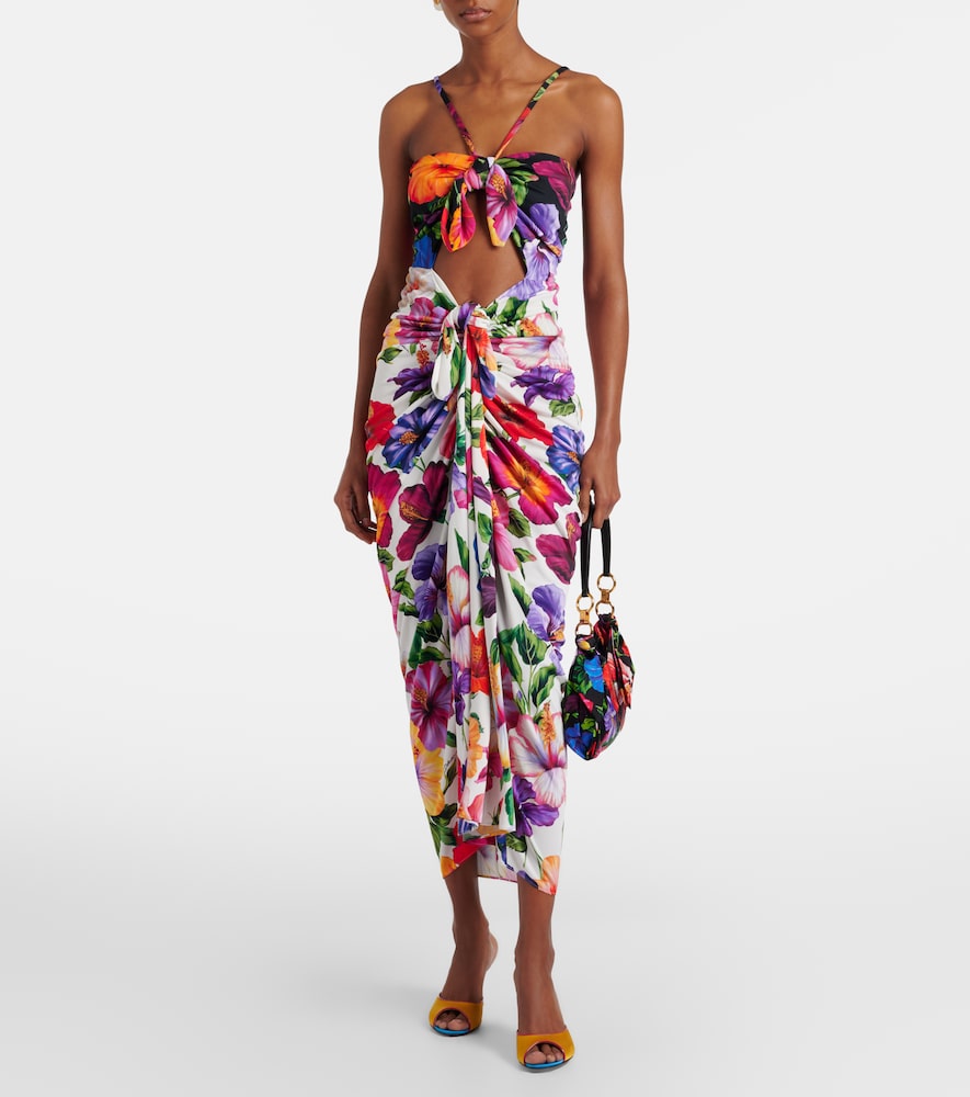 Dolce & Gabbana Cutout floral gathered midi dress