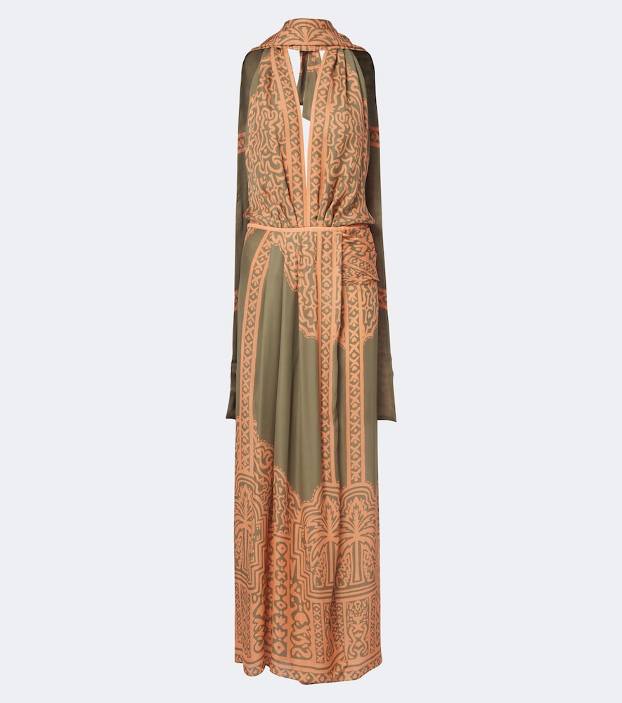 Bedrucktes Maxikleid aus Seide