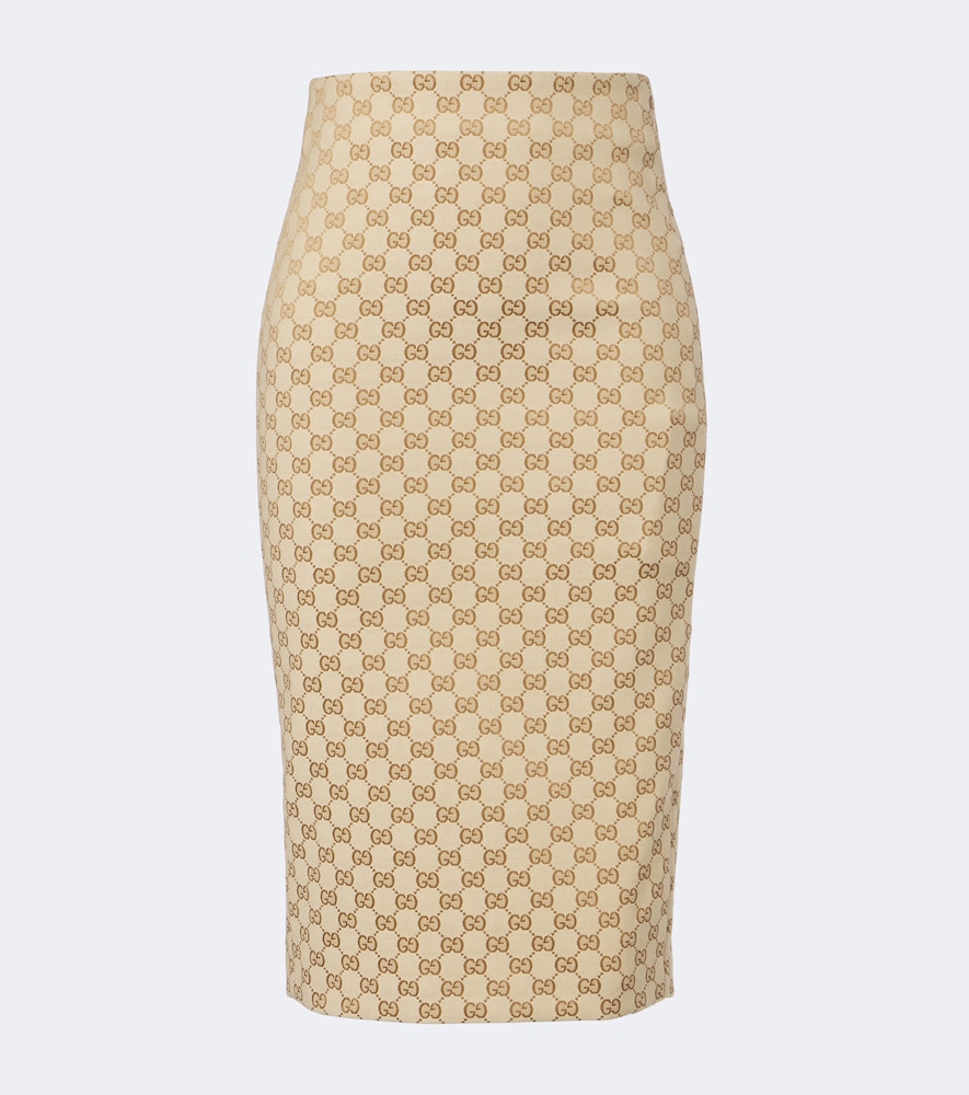 Gucci Jupe crayon en toile GG de coton mlang 950 €