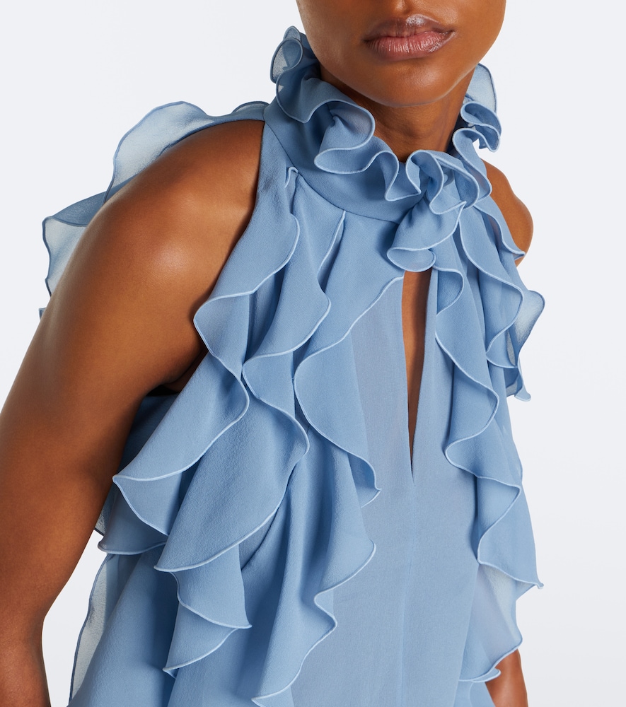 Ruffled Cutout Silk Georgette Top