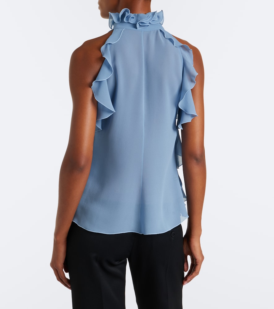 Ruffled Cutout Silk Georgette Top