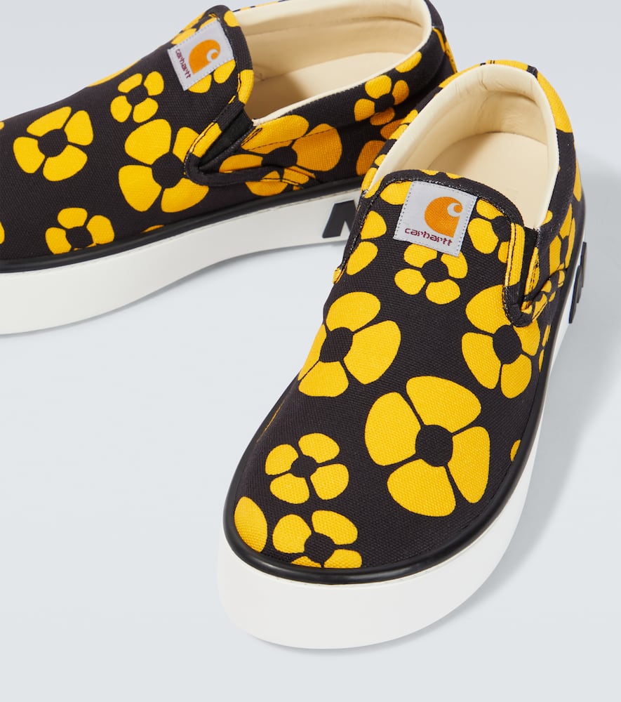 Shop Marni X Carhartt Floral Slip-on Sneakers In Sunflower