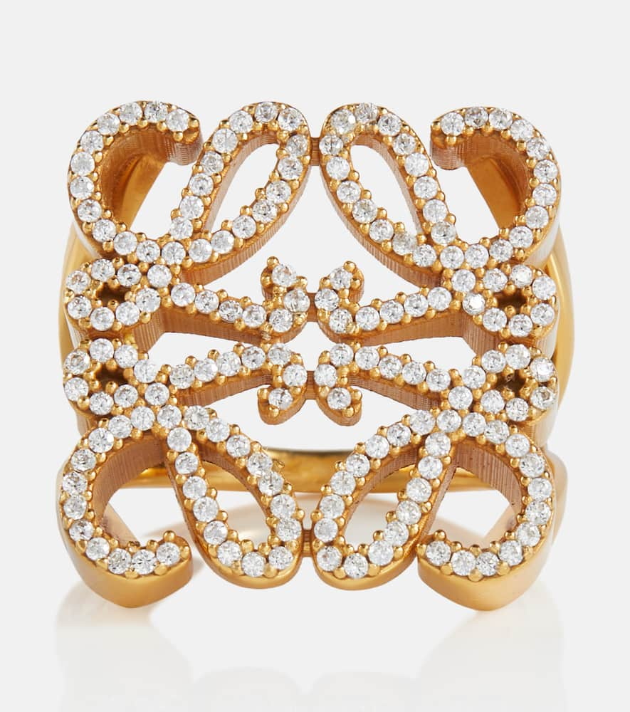 LOEWE ANAGRAM CRYSTAL-EMBELLISHED RING