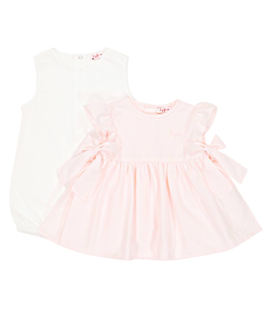 Il Gufo Baby logo dress and bodysuit set