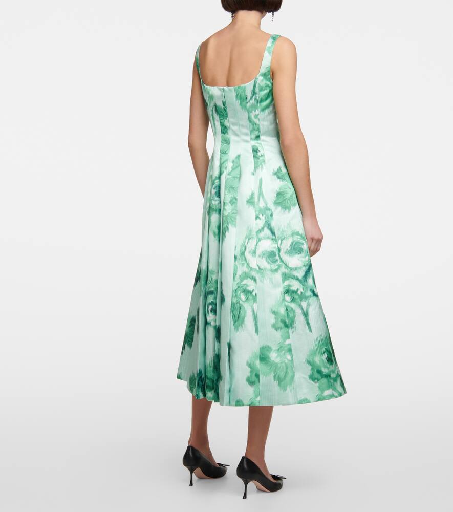 Emilia Wickstead Adele Squareneck Floralprint Canvas Dress In Green