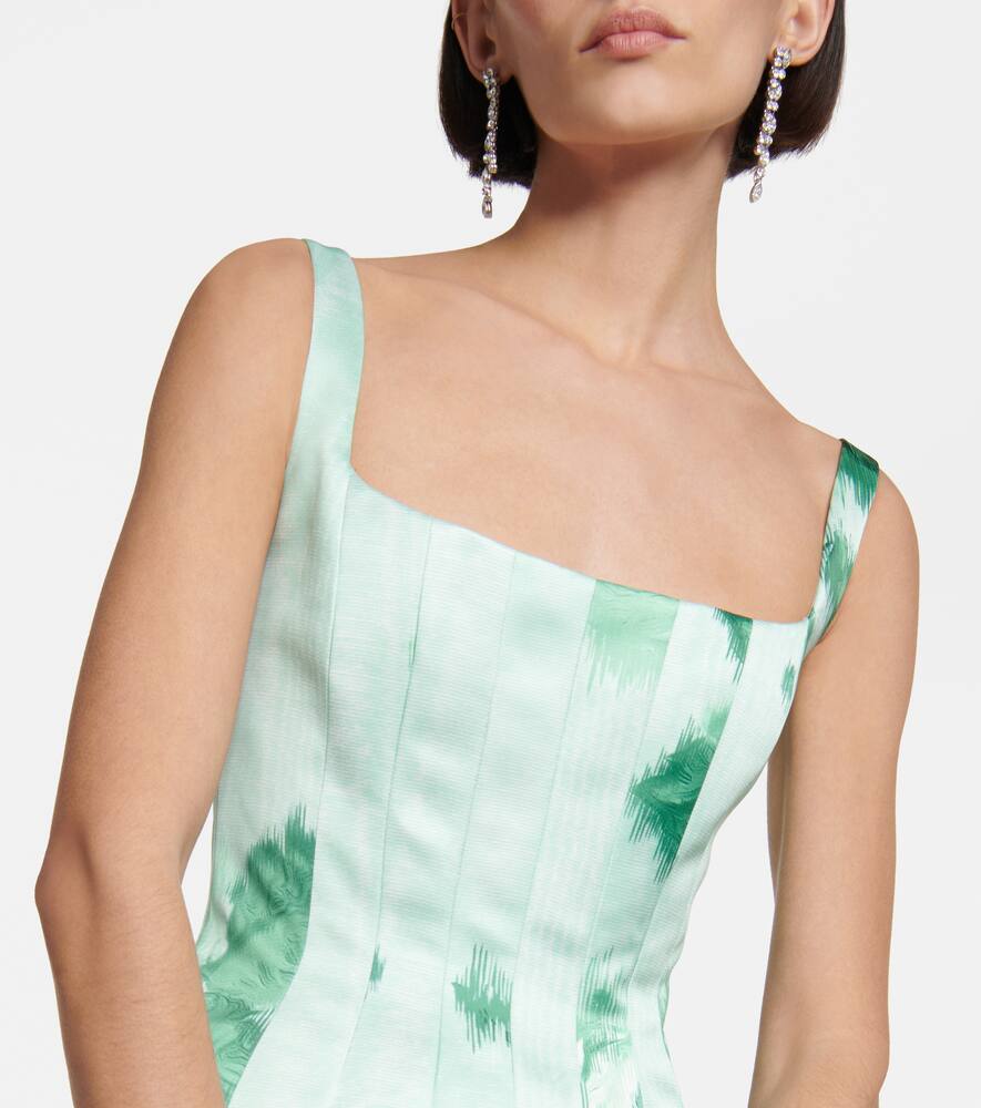 Emilia Wickstead Adele Squareneck Floralprint Canvas Dress In Green