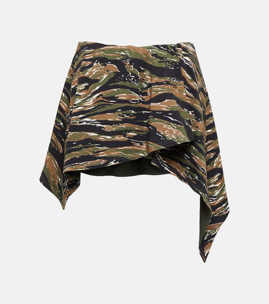 Attico Camouflage Jersey Miniskirt In Military & Light Brown