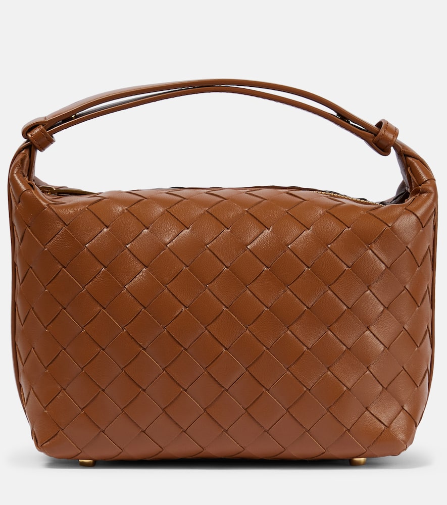 Bottega Veneta Intreccio Leather Toiletry Bag In Brown