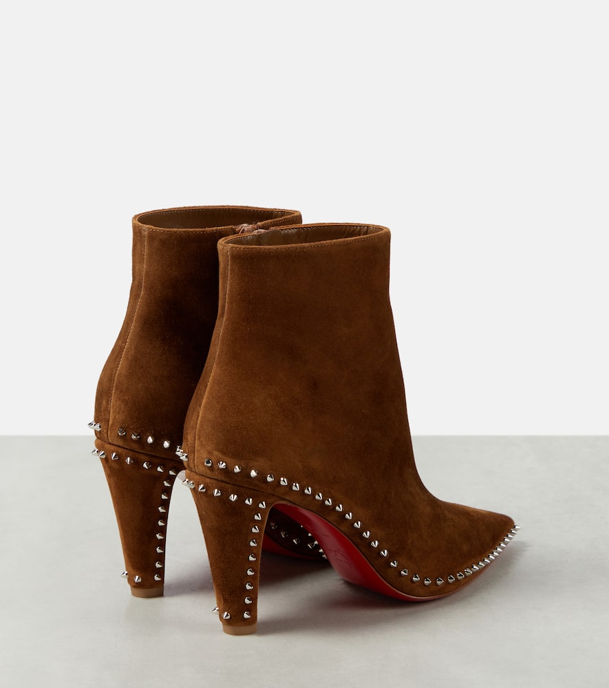 Shop Christian Louboutin Vidura Studded Suede Ankle Boots In Beige