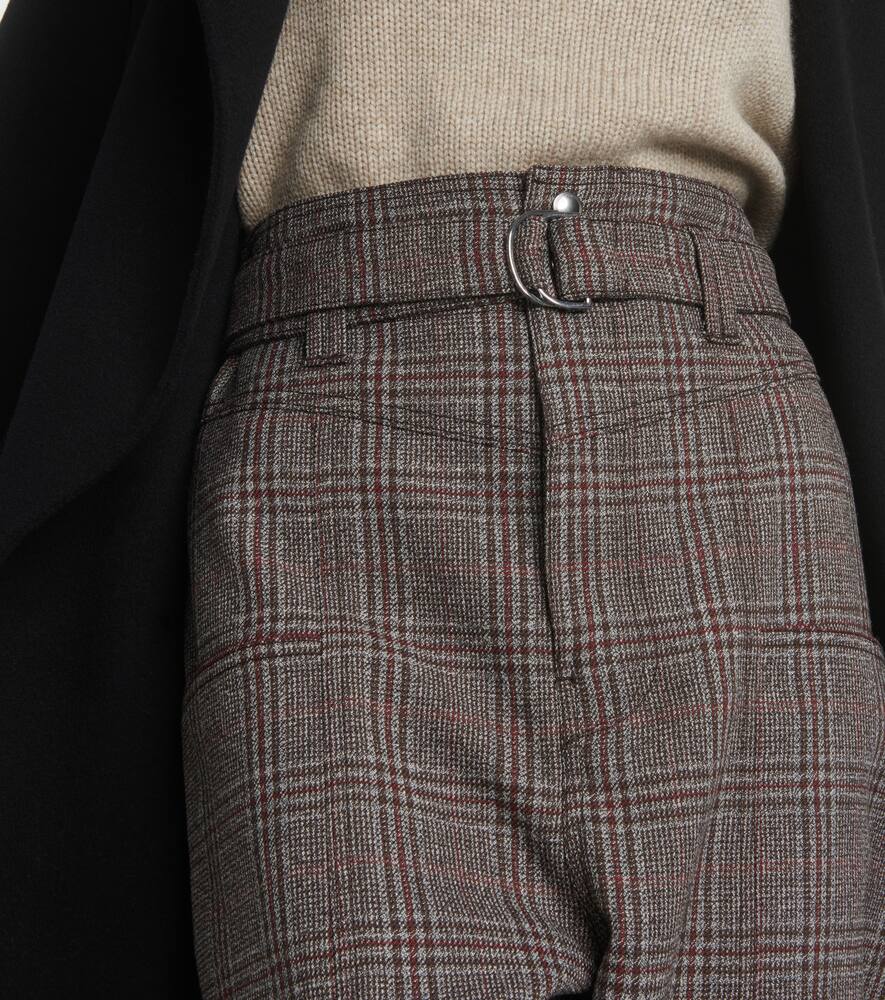 Tod's Checked High-rise Virgin Wool Pants In Grey