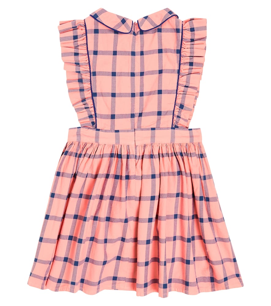 Shop Morley Thelma Ruffled Checked Cotton Dress In Pink