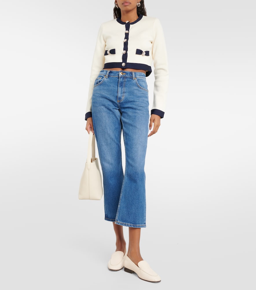 Tory Burch Cropped Flared Jeans In Blue
