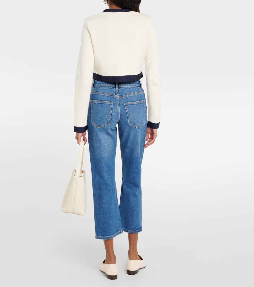 Tory Burch Cropped Flared Jeans In Blue
