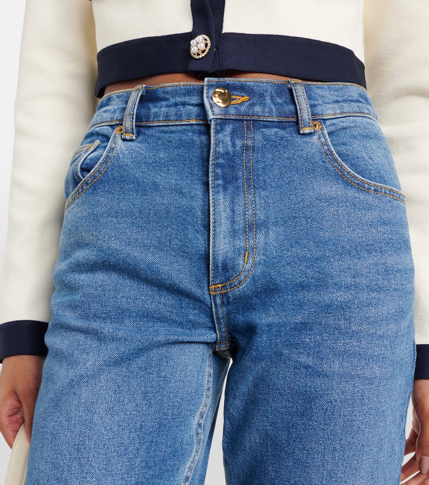 Tory Burch Cropped Flared Jeans In Blue