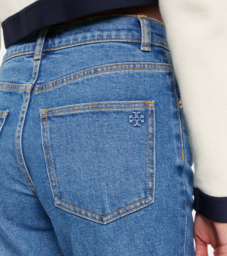 Tory Burch Cropped Flared Jeans In Blue