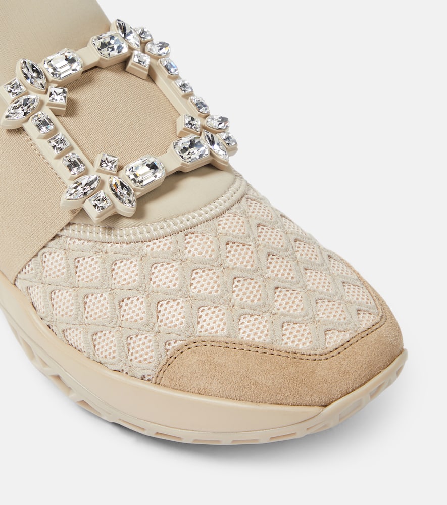 Shop Roger Vivier Viv Run Embellished Sneakers In Neutrals