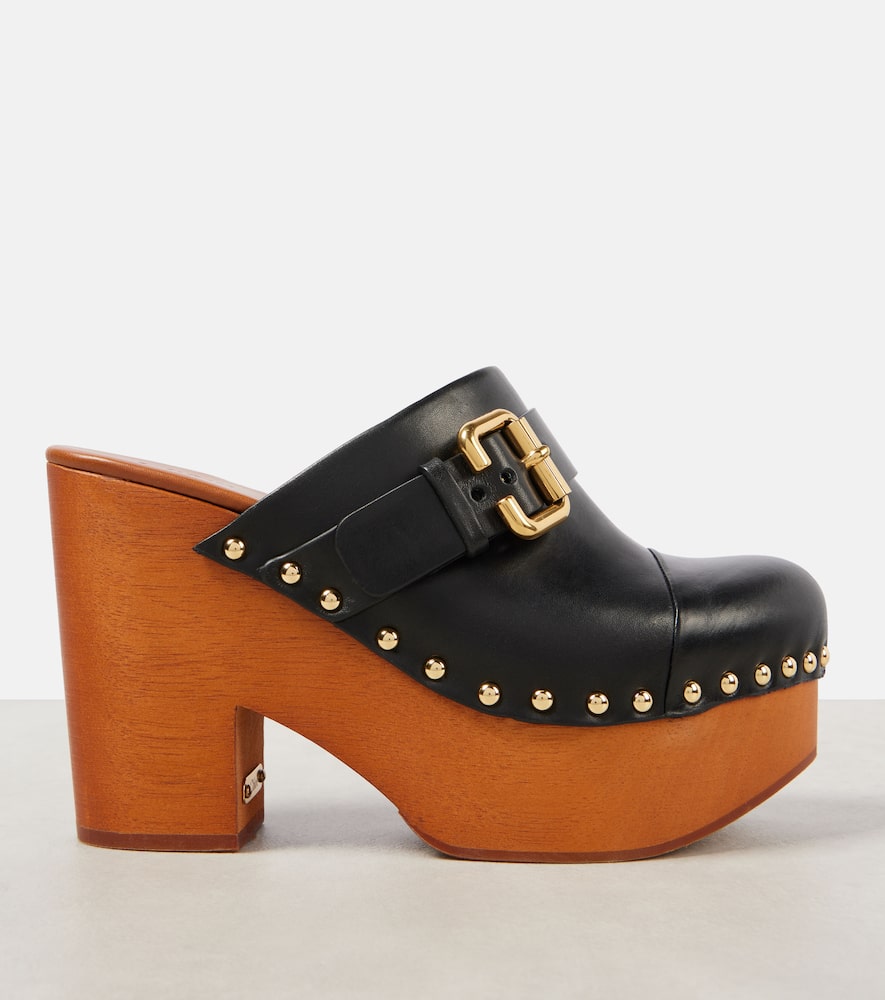 Shop Chloé Jeannette Studded Leather Clogs In Black