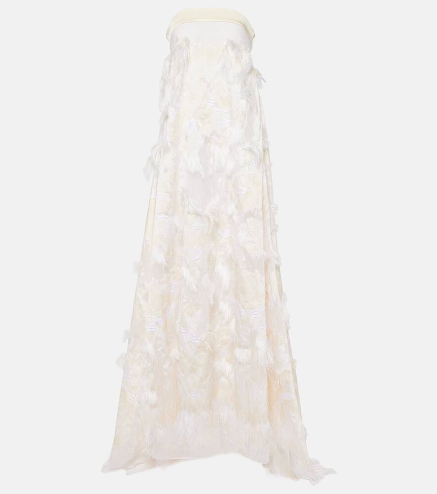 Taller Marmo Bridal Trapeze fringed jacquard gown
