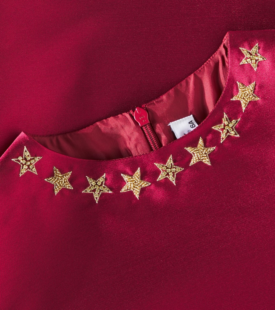 Shop Il Gufo Embellished Twill Dress In Red