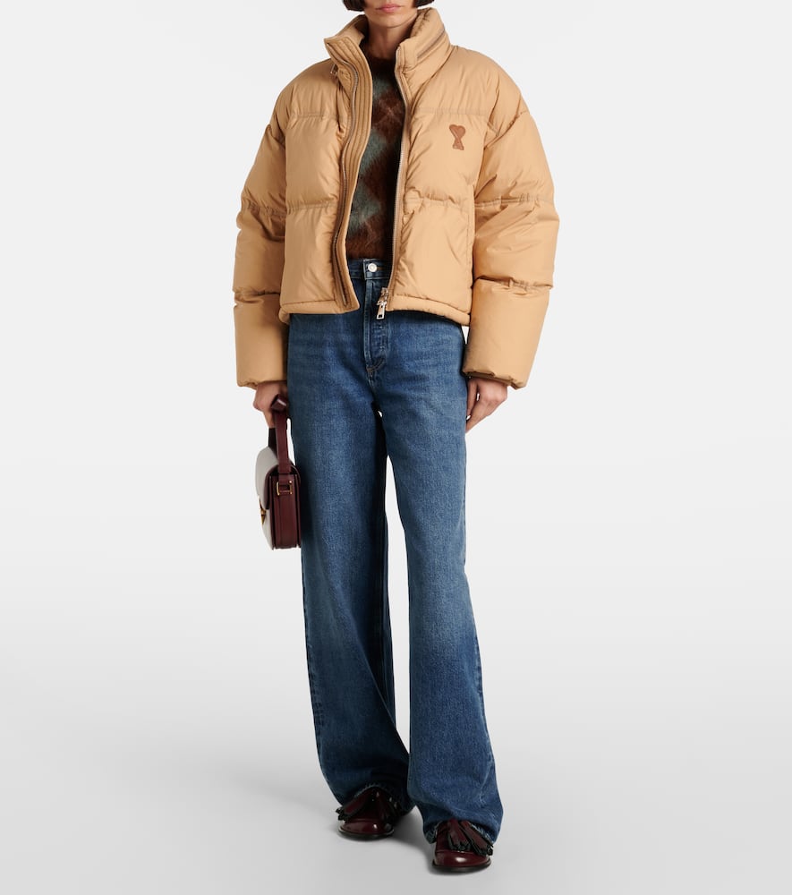 Ami Alexandre Mattiussi Ami De Caur Technical Canvas Down Jacket In Beige