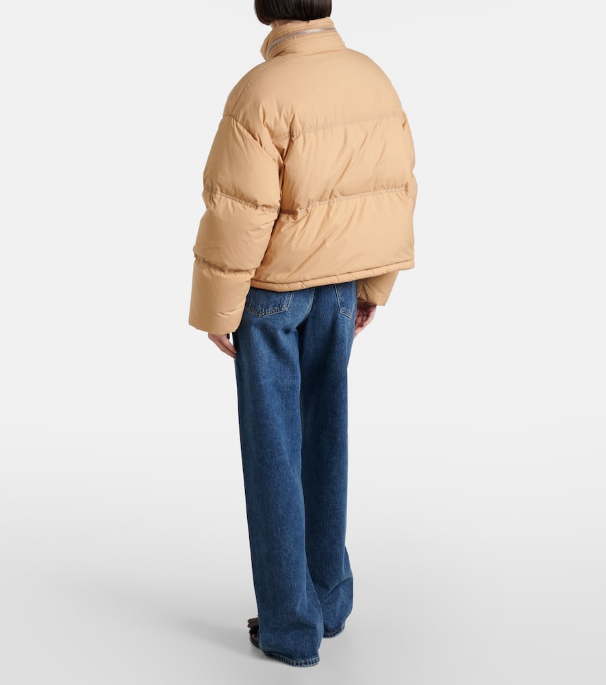 Ami Alexandre Mattiussi Ami De Caur Technical Canvas Down Jacket In Beige