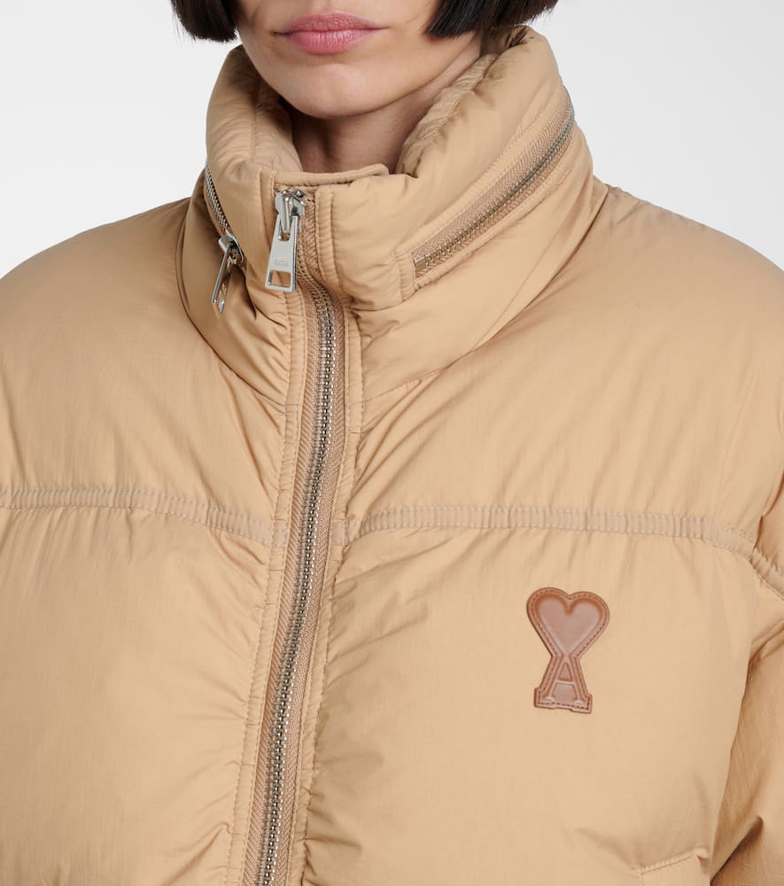 Ami Alexandre Mattiussi Ami De Caur Technical Canvas Down Jacket In Beige
