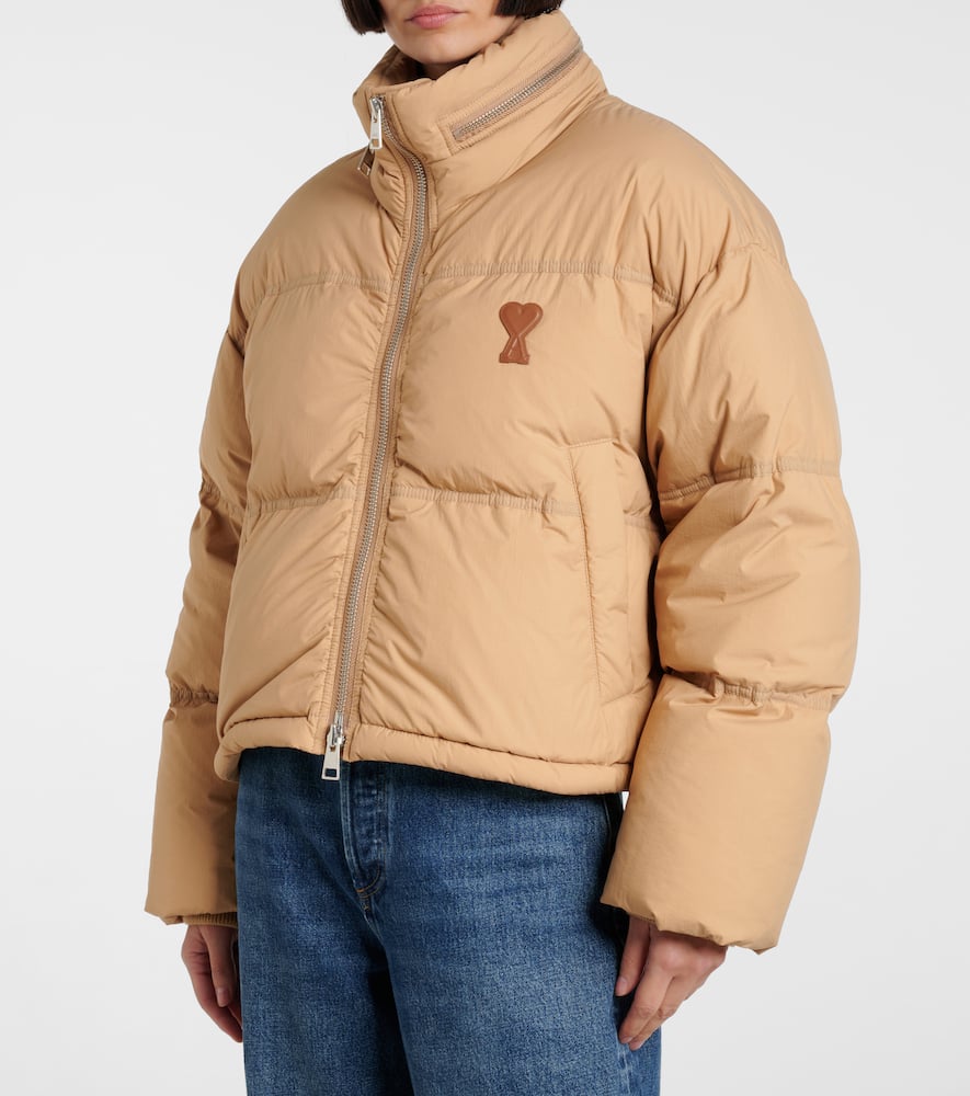 Ami Alexandre Mattiussi Ami De Caur Technical Canvas Down Jacket In Beige