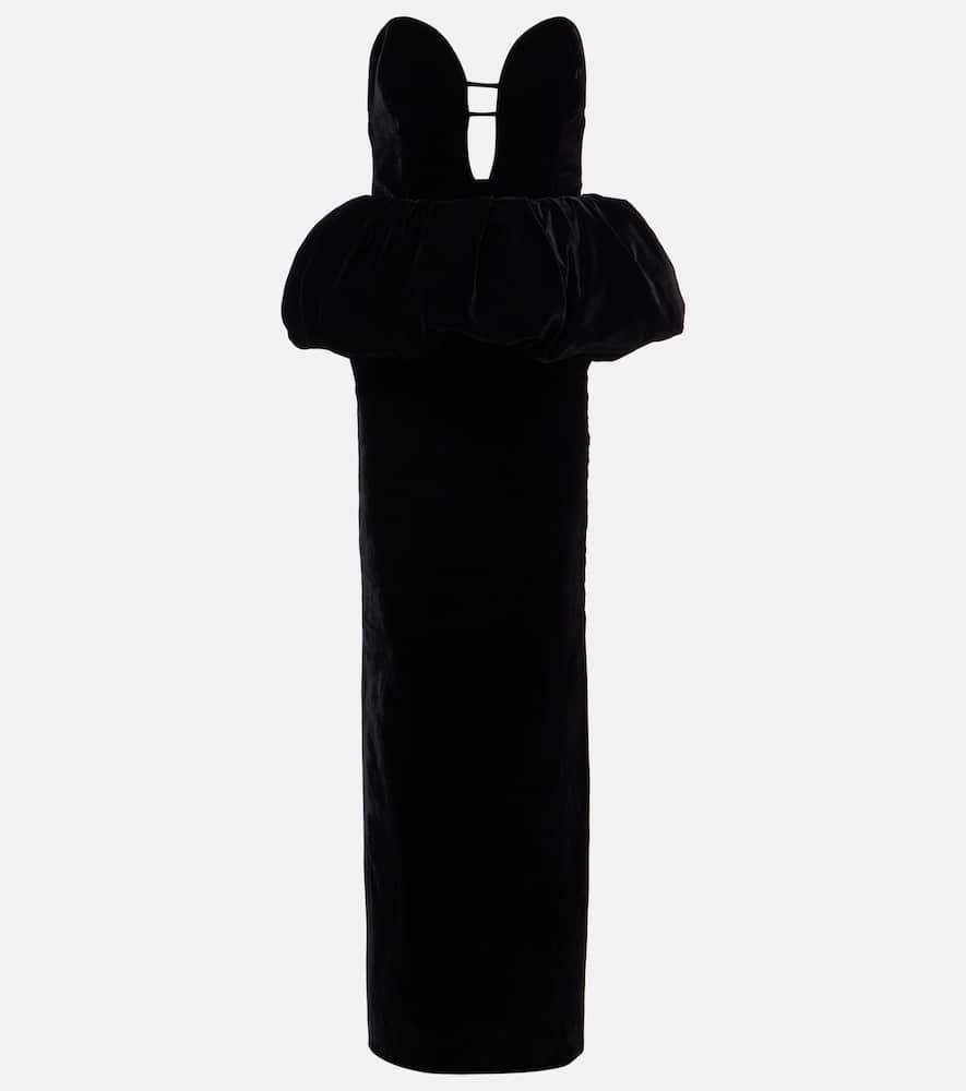 The New Arrivals Ilkyaz Ozel Lia Peplum Silk Maxi Dress In Black
