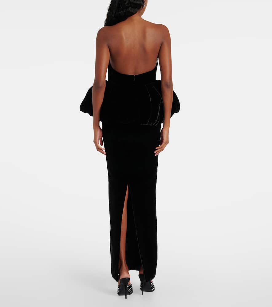 The New Arrivals Ilkyaz Ozel Lia Peplum Silk Maxi Dress In Black