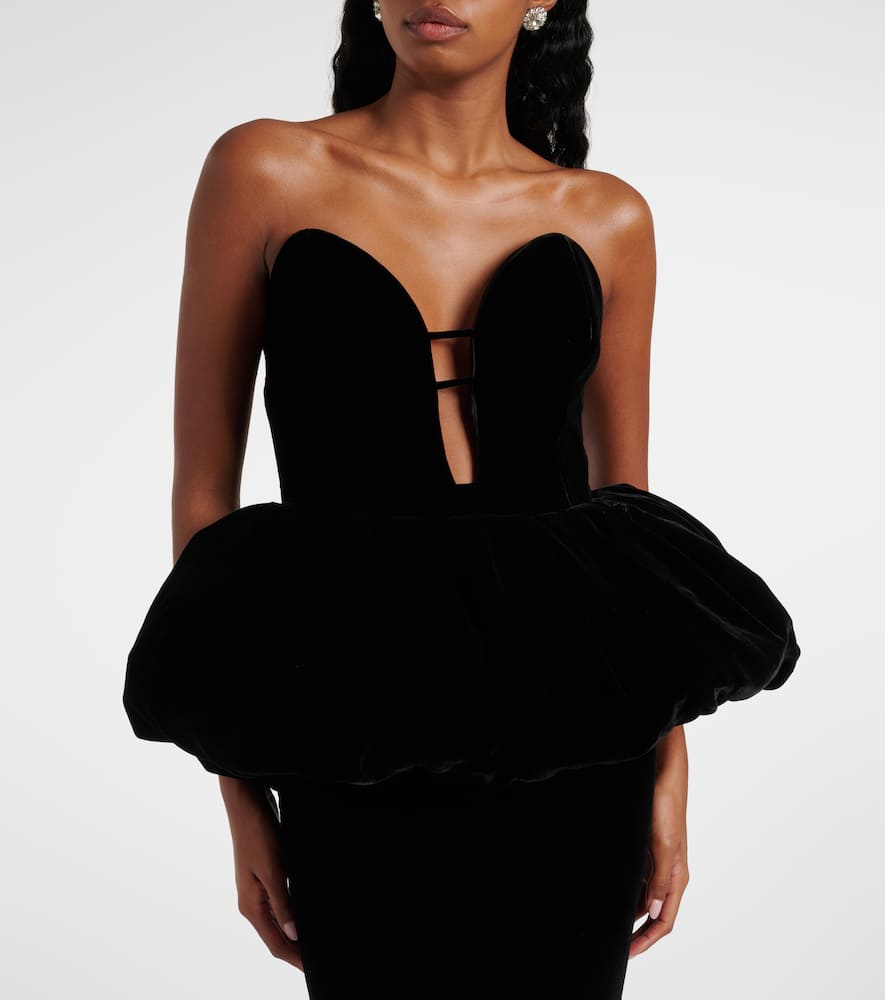 The New Arrivals Ilkyaz Ozel Lia Peplum Silk Maxi Dress In Black