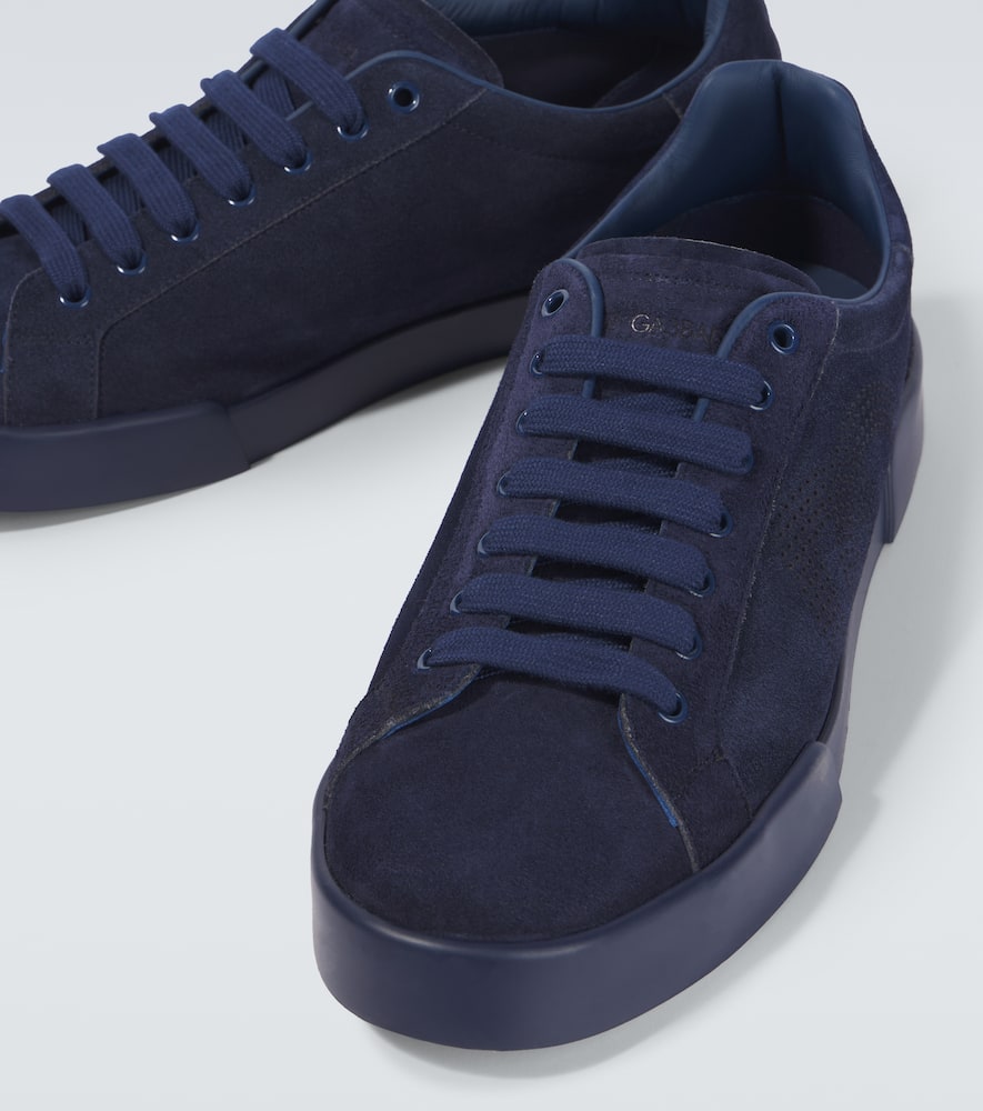Dolce & Gabbana Suede Sneakers In Dark Blue