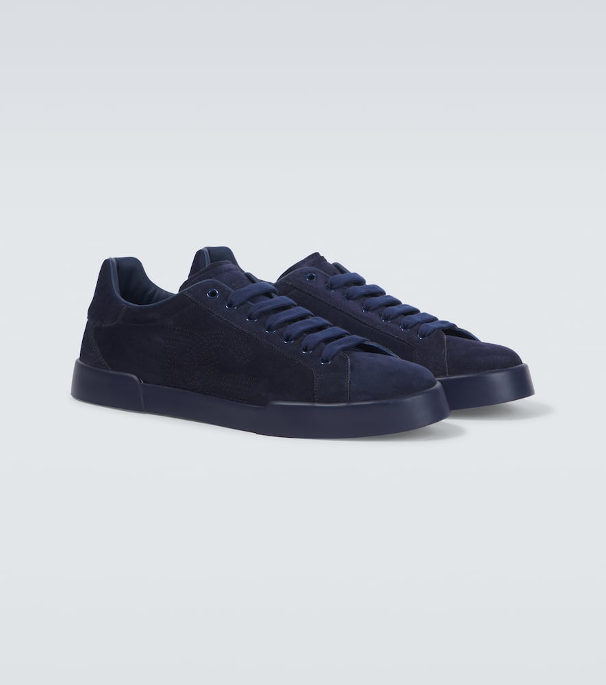 Dolce & Gabbana Suede Sneakers In Dark Blue