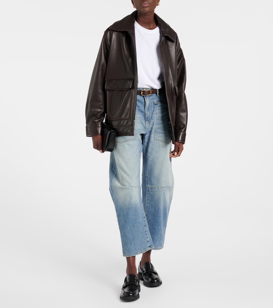 Nili Lotan Shon High Waist Barrel Leg Jeans In Blue