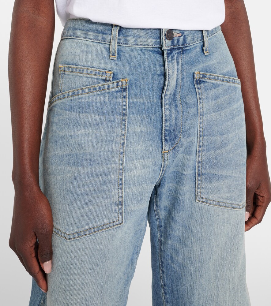 Nili Lotan Shon High Waist Barrel Leg Jeans In Blue