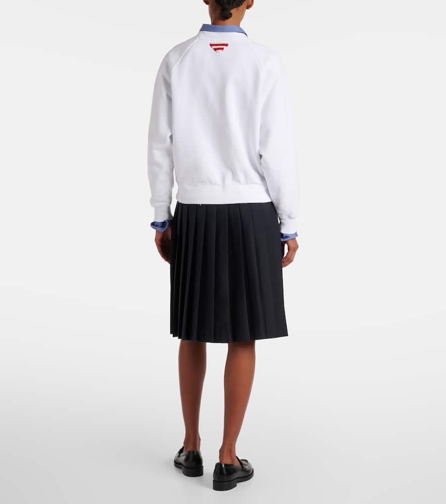 Prada Logo Print Crewneck Sweatshirt In Weiss